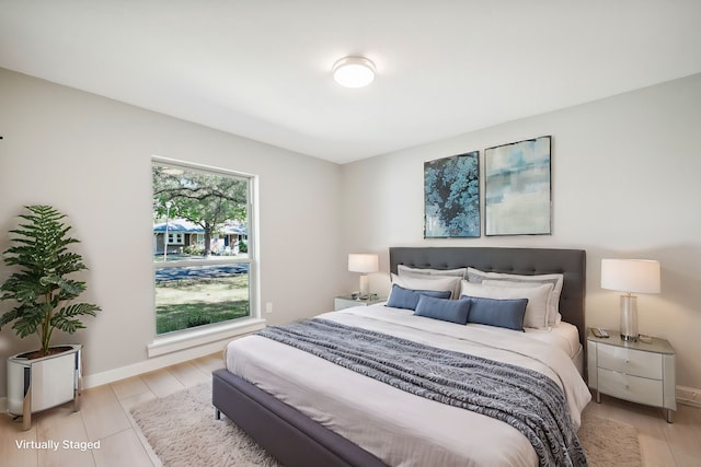 bedroom featuring light hardwood / wood-style floors