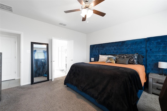 1020 Nicole Way, Fort Worth, TX 76028 - bedroom featuring visible vents, ceiling fan, and carpet
