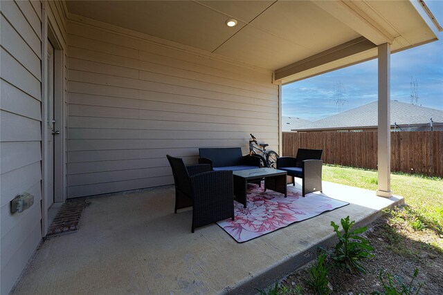1020 Nicole Way, Fort Worth, TX 76028 - view of patio featuring outdoor lounge area and fence