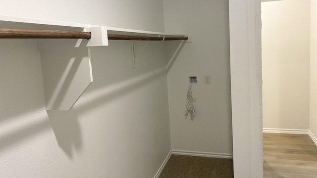 spacious closet featuring light hardwood / wood-style flooring