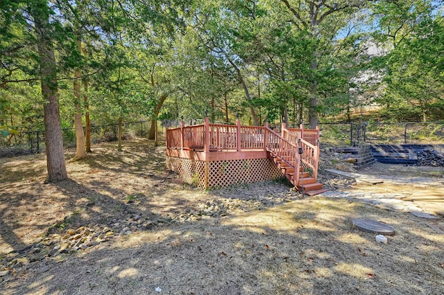 view of yard with a deck