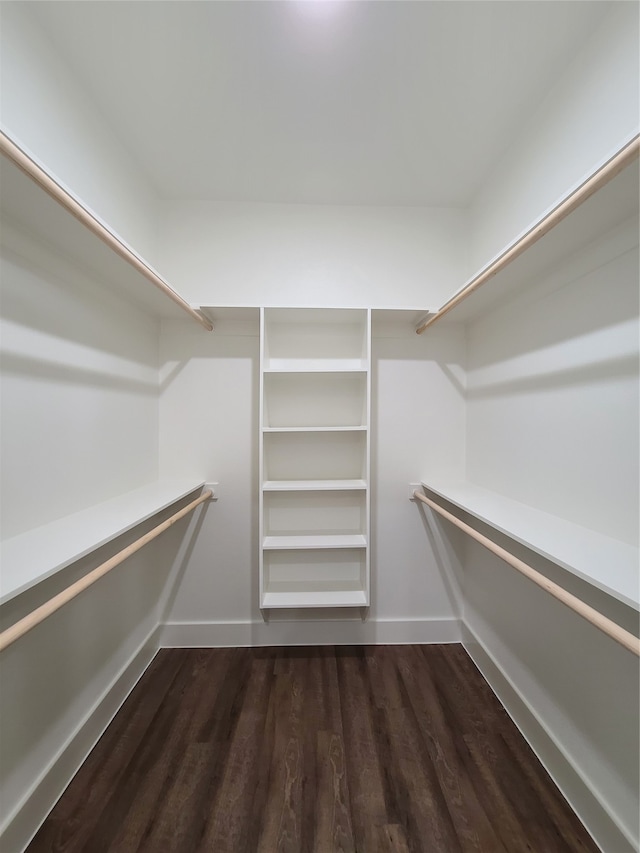 spacious closet with dark wood-type flooring