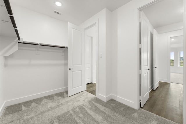 walk in closet featuring wood-type flooring