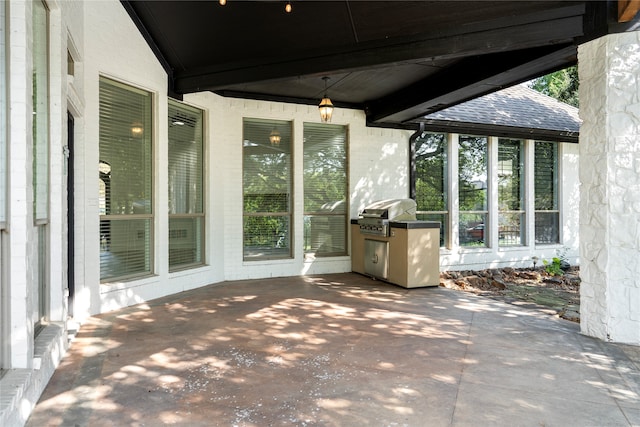 view of patio / terrace featuring a grill