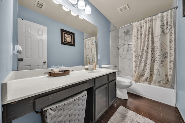 full bathroom featuring vanity, toilet, and shower / bath combo