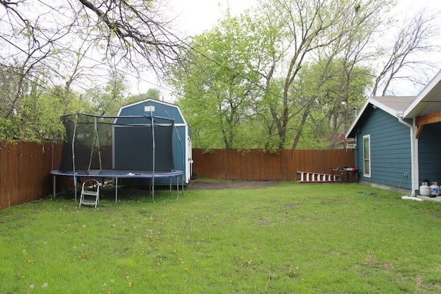 view of yard with a trampoline