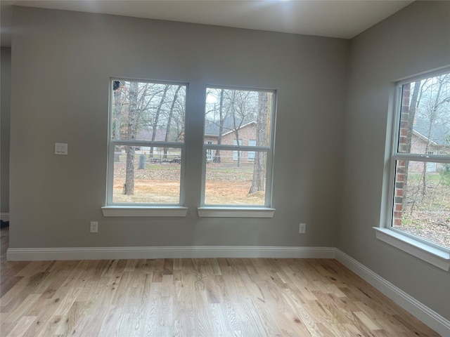 unfurnished dining area with light hardwood / wood-style flooring