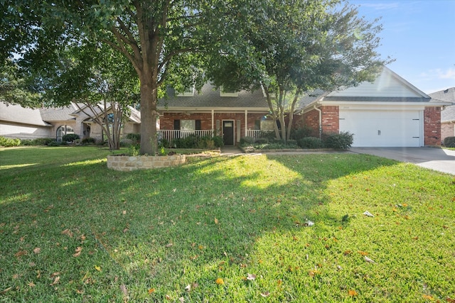 single story home featuring a garage and a front lawn