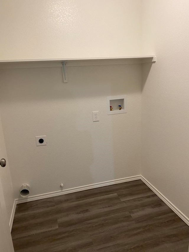 laundry room featuring hookup for a gas dryer, hookup for an electric dryer, hookup for a washing machine, and dark hardwood / wood-style flooring