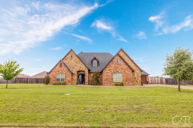 view of front of home featuring a front lawn