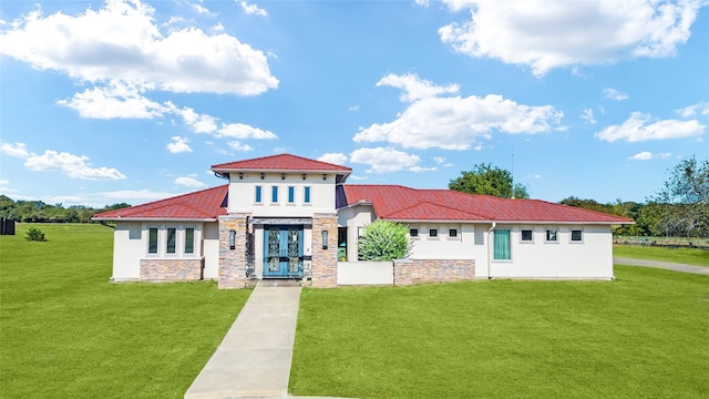 exterior space with a lawn