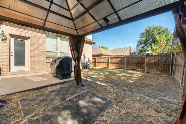 view of yard with a gazebo and a patio area