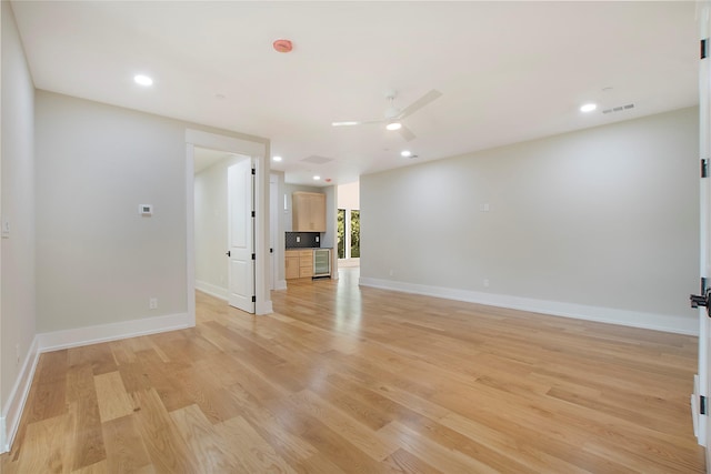 4208 Allencrest, Dallas, TX 75244 - unfurnished room with recessed lighting, ceiling fan, baseboards, and light wood finished floors