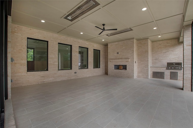 4208 Allencrest, Dallas, TX 75244 - view of patio / terrace with grilling area, an outdoor kitchen, and a ceiling fan