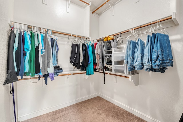 spacious closet with carpet