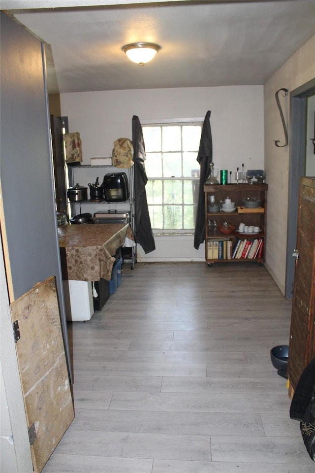 interior space with light hardwood / wood-style floors