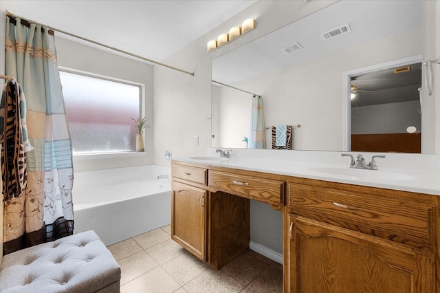 bathroom featuring vanity and tile patterned floors