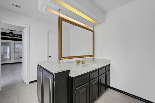 interior space with vanity and concrete floors