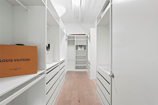 spacious closet featuring light wood-type flooring