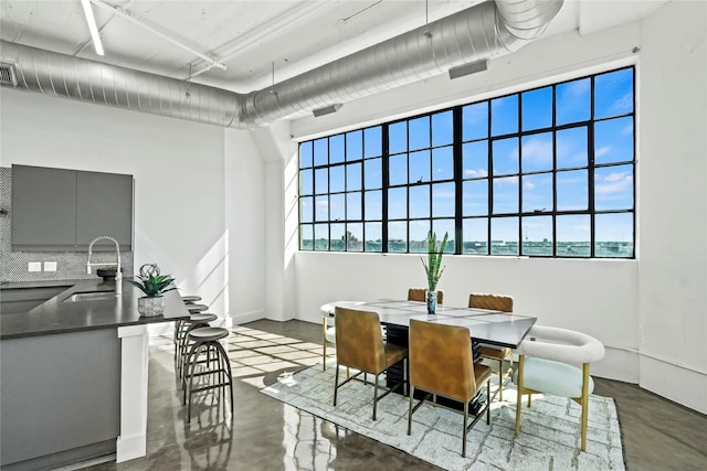 dining area with sink and a wealth of natural light