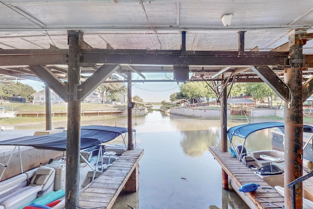 view of dock featuring a water view