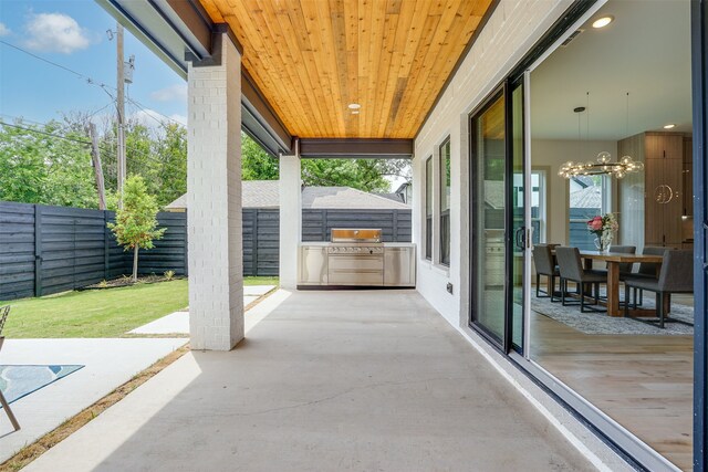 view of patio featuring grilling area and an outdoor kitchen