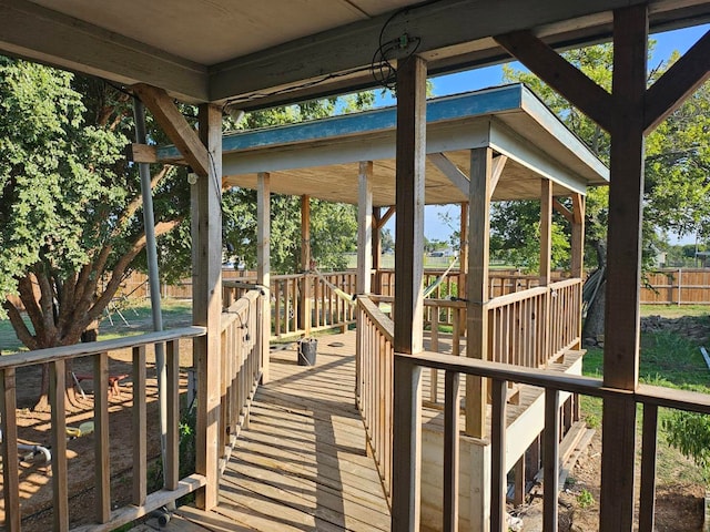 exterior space featuring a wooden deck