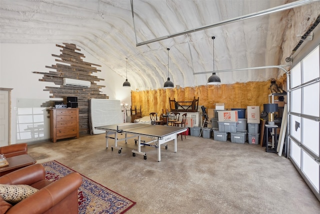 playroom with high vaulted ceiling