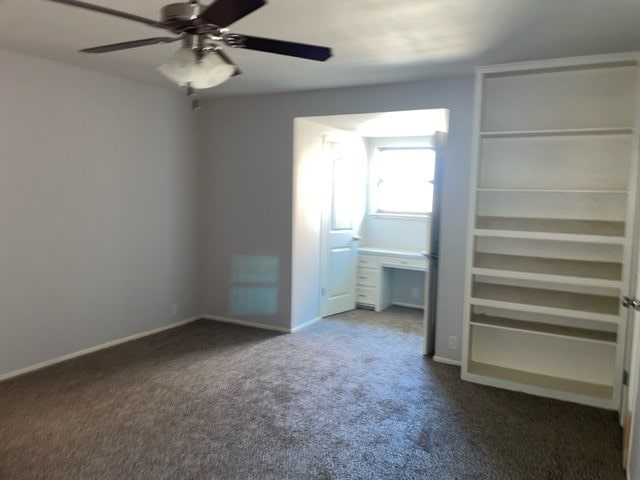 unfurnished bedroom with carpet and ceiling fan