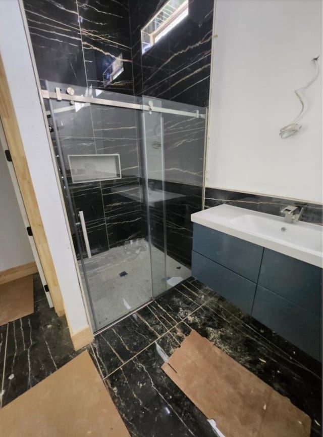 bathroom with plus walk in shower