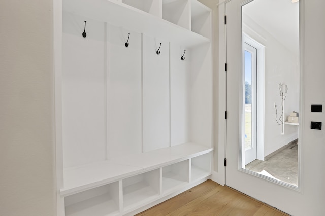 mudroom featuring light hardwood / wood-style floors