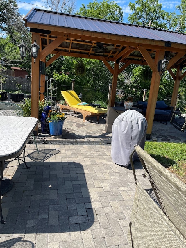 view of patio / terrace with a gazebo