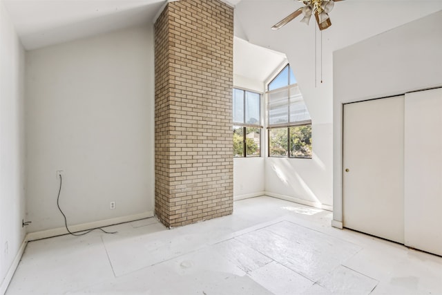 unfurnished bedroom with a closet and ceiling fan