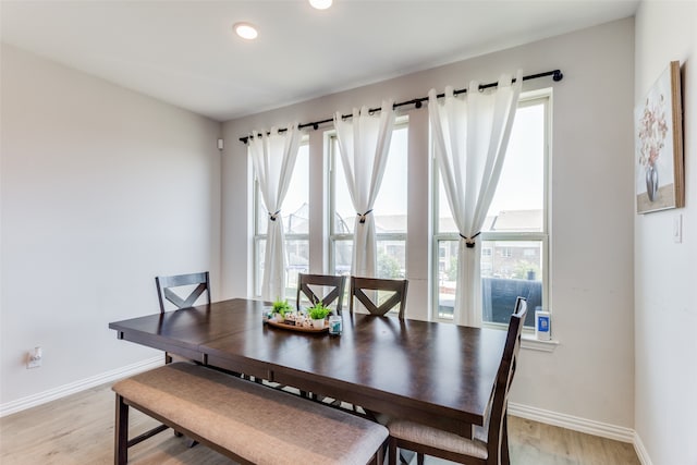 dining room with light hardwood / wood-style floors