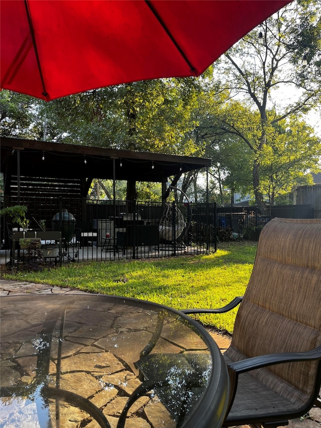 exterior space featuring a patio area and a yard