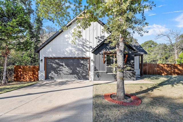 modern farmhouse with a garage