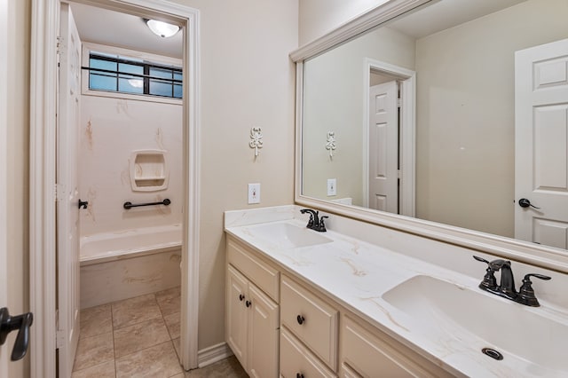 bathroom with vanity and tile patterned floors