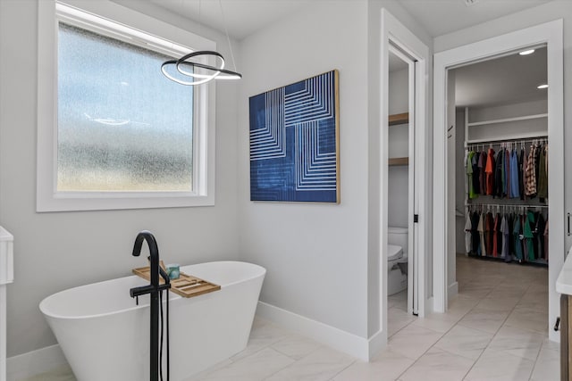 bathroom featuring toilet and a bathing tub