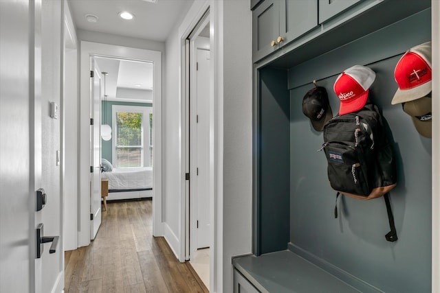 mudroom featuring hardwood / wood-style floors