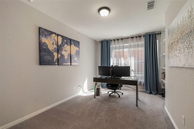 home office with carpet floors