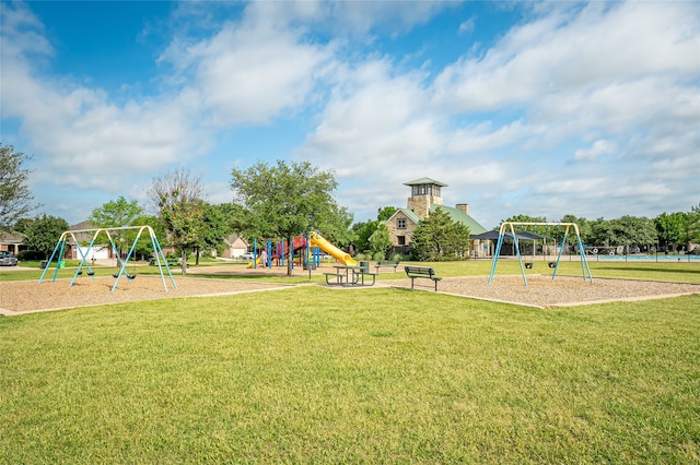 view of play area featuring a yard