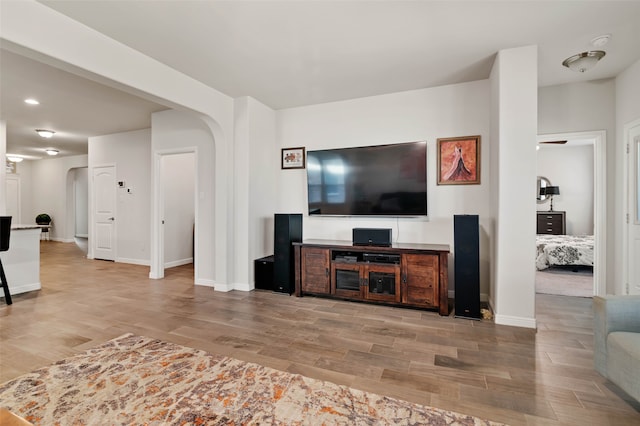 living room featuring light wood-type flooring