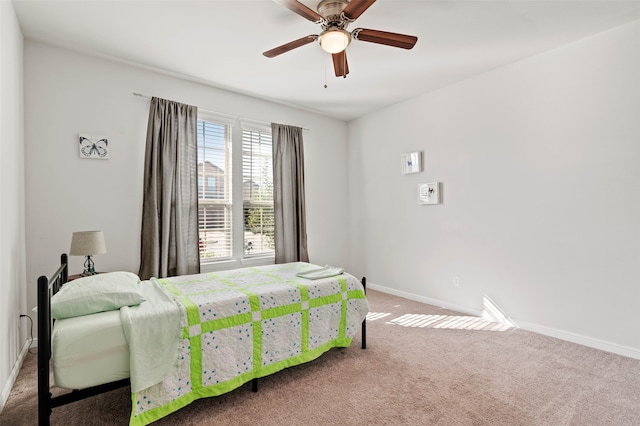 bedroom with carpet floors and ceiling fan