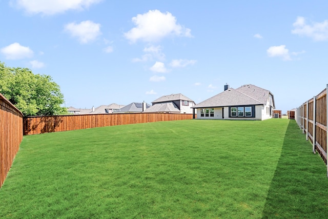 view of yard with a fenced backyard