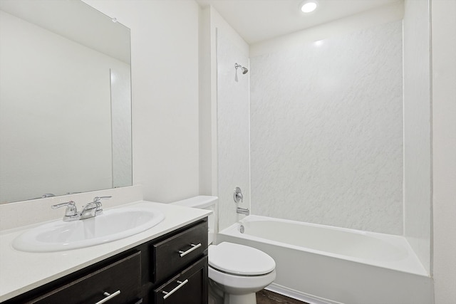 full bathroom with vanity, toilet, and tub / shower combination