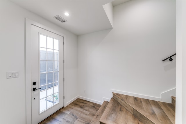 doorway to outside featuring light hardwood / wood-style floors