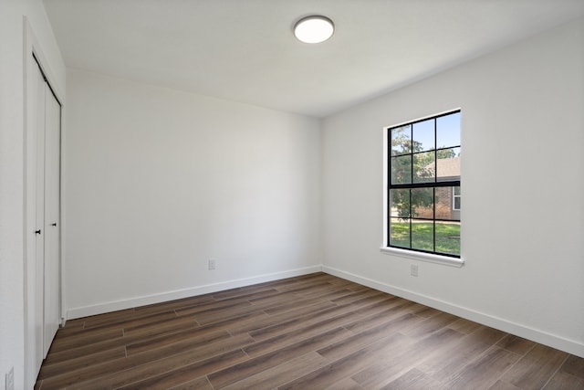 interior space with a closet and dark wood-type flooring