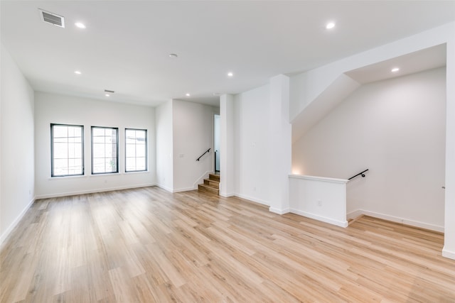 unfurnished living room with light hardwood / wood-style floors