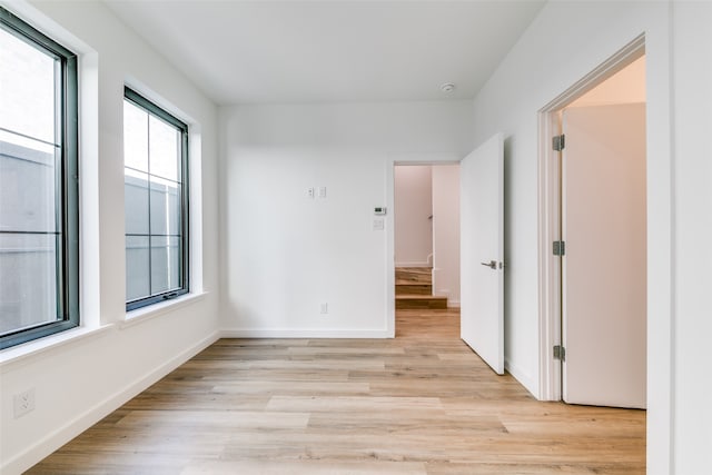 unfurnished room featuring light hardwood / wood-style flooring