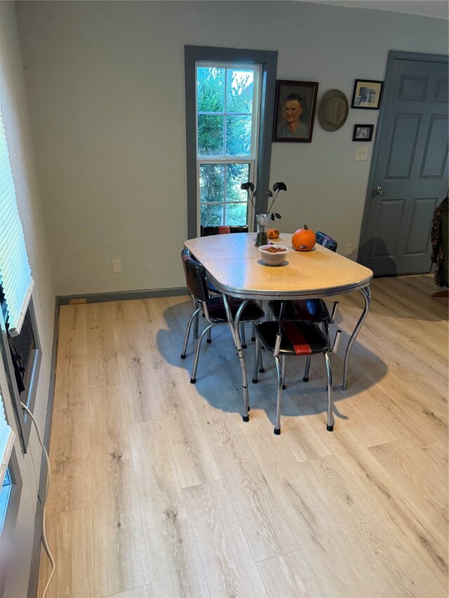 dining space featuring light hardwood / wood-style floors